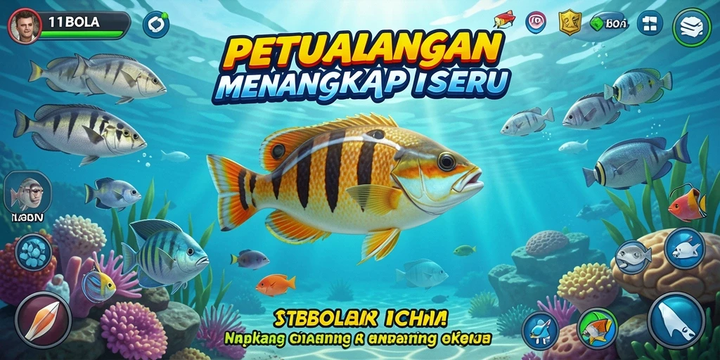 Screenshot gameplay 11BOLA menampilkan aksi seru saat memancing.
