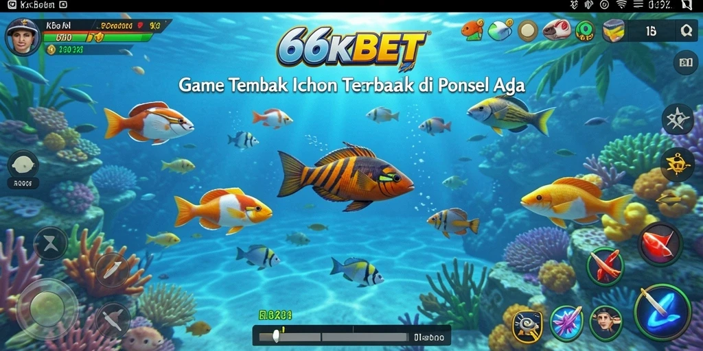 Screenshot gameplay 66KBET menampilkan aksi seru menembak ikan.