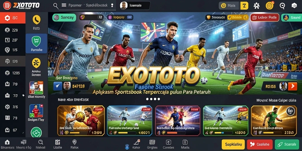 Tampilan utama EXOTOTO dengan berbagai pilihan taruhan olahraga.