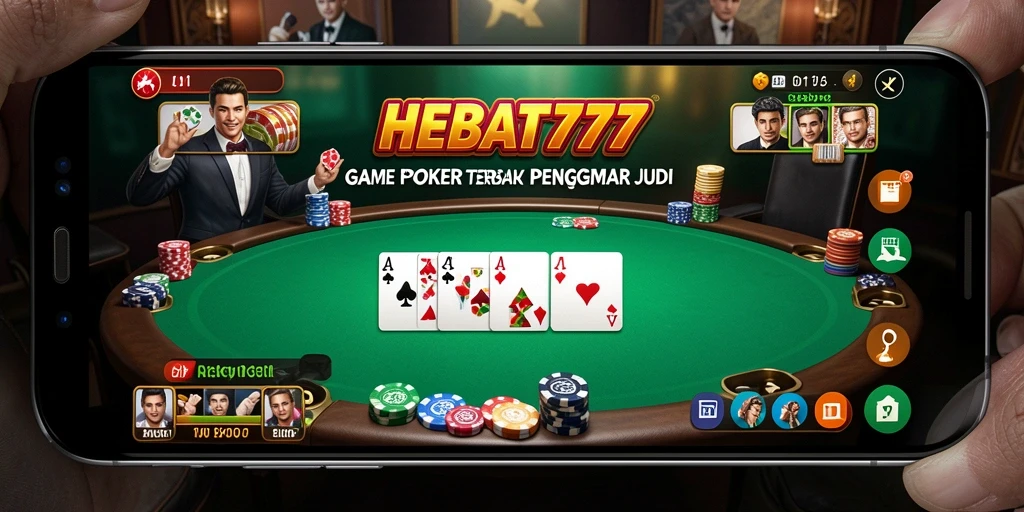 Tampilan gameplay HEBAT777 dengan aksi kartu Poker yang intens.