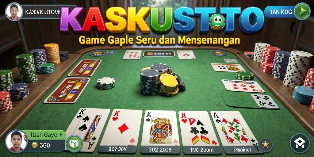 Tampilan gameplay KASKUSTOTO dengan suasana permainan Gaple yang seru.