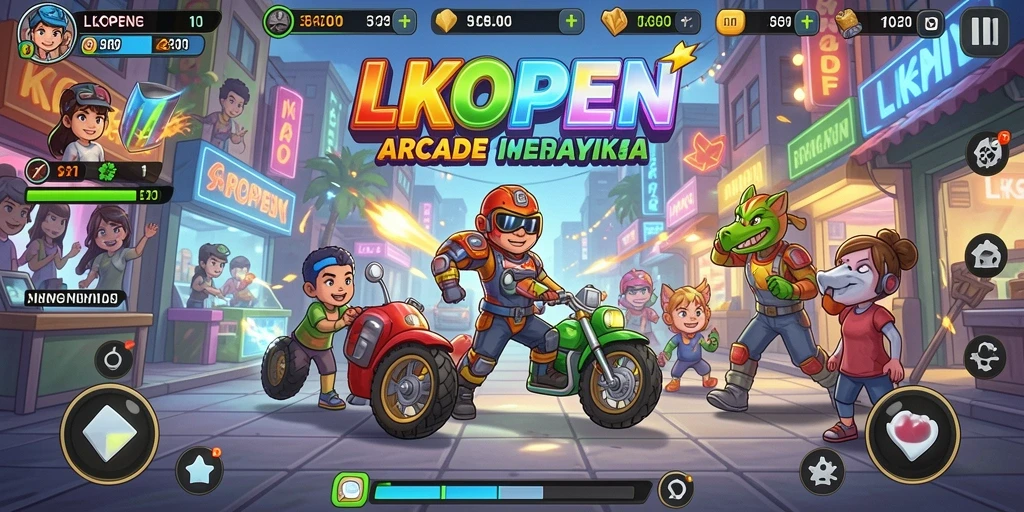 Screenshot menunjukkan gameplay seru dan penuh warna dari LKOPEN.