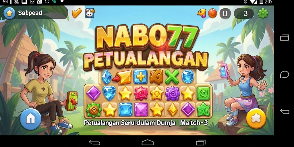 Tangkapan layar NABOB77 memperlihatkan keseruan gameplay Match-3 yang dinamis.