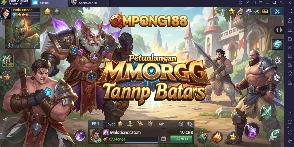 Screenshot OMPONG188 menampilkan aksi pertempuran seru dalam dunia MMORPG.