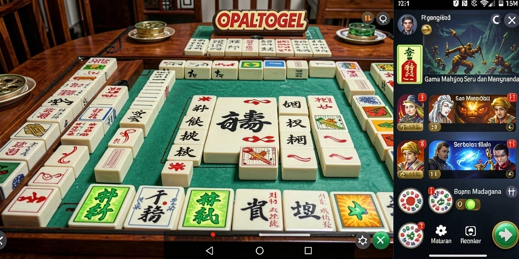Gameplay menarik dalam OPALTOGEL dengan tampilan ubin Mahjong.