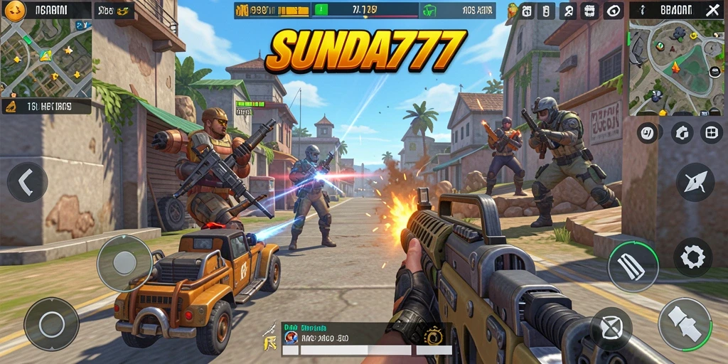 Screenshot SUNDA777 menampilkan aksi pertempuran yang mendebarkan dalam mode TPS.